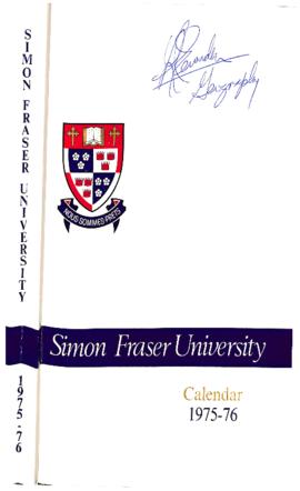 Simon Fraser University Calendar 1975-76