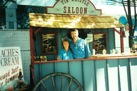[Linda Grierson and Richard Grierson the Tin Whistle Saloon festival booth]
