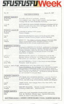SFU Week No. 59, March 27, 1967