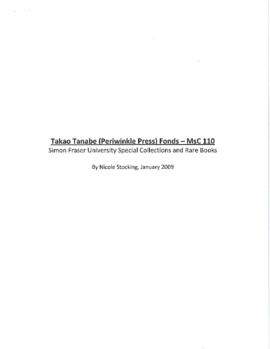 Takao Tanabe (Periwinkle Press) fonds